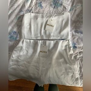 White satin outfit